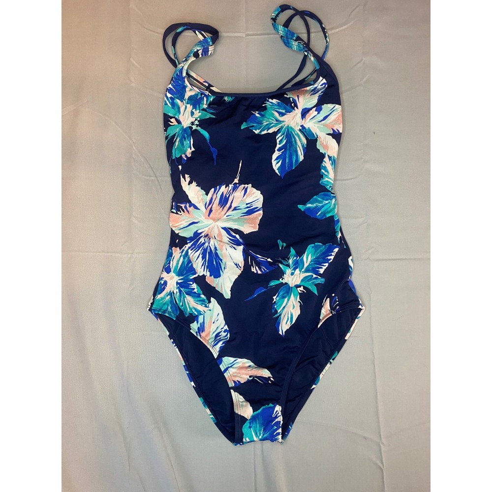 Carve Designs Swimsuit Women XS Navy Blue New Floral Crisscross One Piece